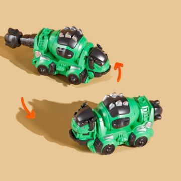 Picture of 2 In 1 Dinosaur Transforming Engineering Car Inertial Automatic Crash Toy, Color: Mixer Truck-Ankylosaurus Green