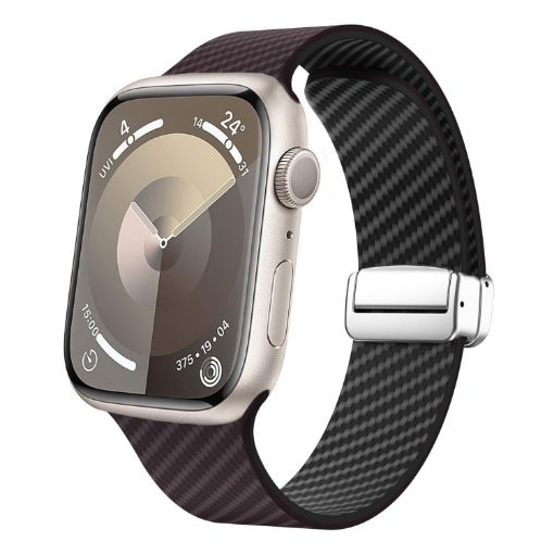 Apple Watch Series 6 44mm Carbon Fiber Magnetic Silver Buckle Watch Band - 1