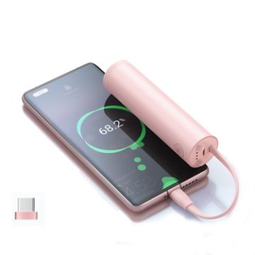 Picture of ROMOSS PSC05 5000 MAh Mini Power Bank Fresh Cute Mobile Power Supply With USB-C/Type-C Cable Pink