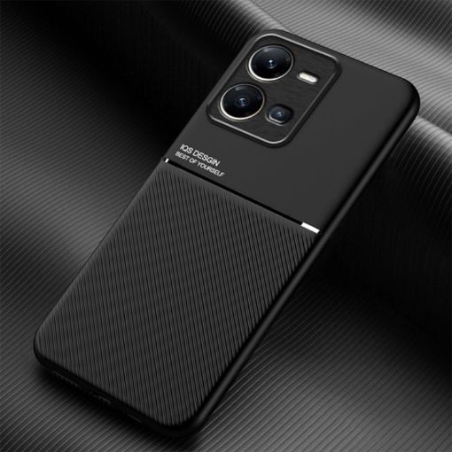 vivo Y35 4G Black Phone Case - Shockproof PC + TPU - Magnetic Strip - 1
