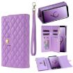 Samsung Galaxy S9 Zipper Multi-Card Wallet Rhombic Leather Phone Case Purple - 1