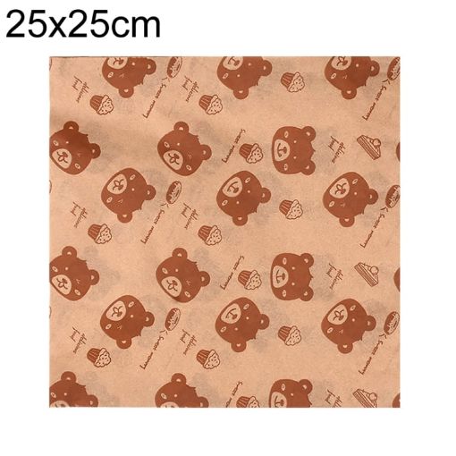 Bear Pattern Greaseproof Paper Baking Wrapping Paper 25x25cm - 1