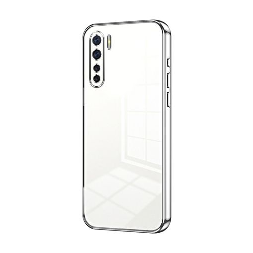 OPPO A91 Transparent Plating Fine Hole Phone Case - Silver - 1