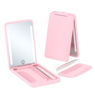 Picture of LED Cosmetic Mirror Rechargeable Smart Fill Light Travel Portable Set (Pink)