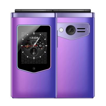 Picture of HAMTOD T8 4G Flip Phone, US Version, 2.8 inch + 1.77 inch, VoLTE, BT, SOS, OTG (Purple)