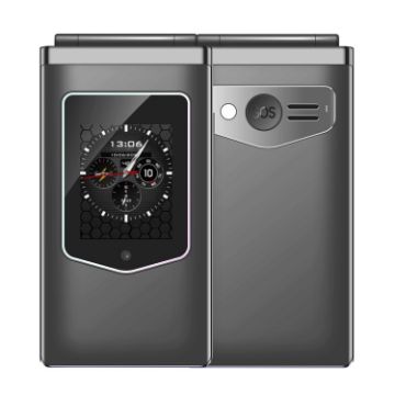 Picture of HAMTOD T8 4G Flip Phone, US Version, 2.8 inch + 1.77 inch, VoLTE, BT, SOS, OTG (Grey)