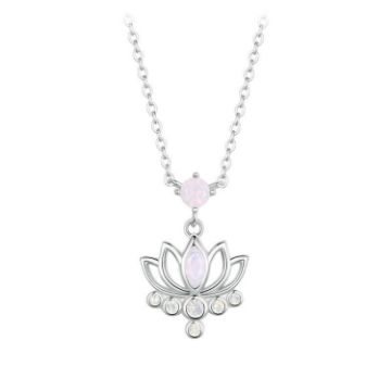 Picture of S925 Sterling Silver Platinum Plated Lotus Flower Necklace for Women (SCN520)