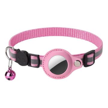 Picture of For AirTag Pet Anti-Lost Locator Collar Protector Cats Reflective Bell Neckties (Pink)