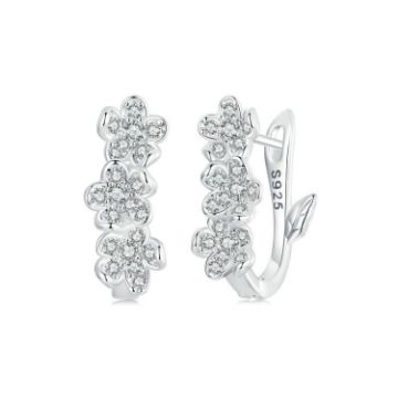 Picture of S925 Sterling Silver Flower Zircon Earrings (BSE982)