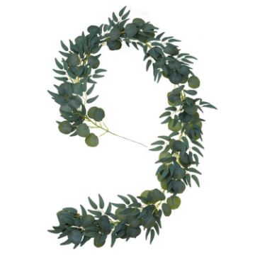 Picture of Artificial Greenery Eucalyptus Leaf Vine Simulation Rattan Home Decoration, Style: 2m Eucalyptus +5 Leaves Willow Gray White