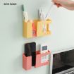 Picture of Double Grid Wall-Mounted Storage Box Remote Control Sundries Organizer Mobile Phone Charging Holder (Red)