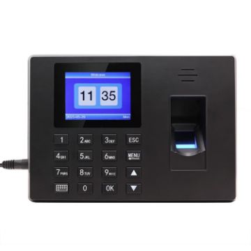Fingerprint Recognition Attendance Machine, Black US Plug - 1