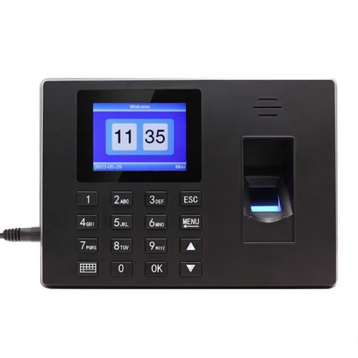 Fingerprint Recognition Attendance Machine, Black US Plug - 1