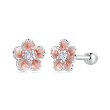 Picture of S925 Sterling Silver Platinum-plated Romantic Gradient Cherry Blossom Earrings (BSE992)
