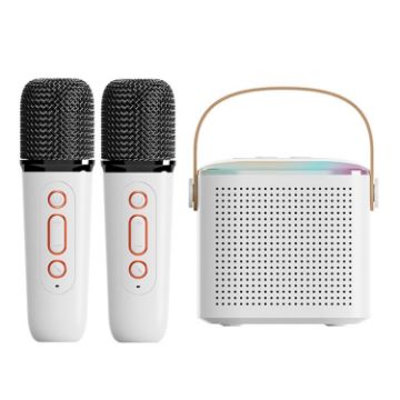 Picture of Home Portable Bluetooth Speaker Small Outdoor Karaoke Audio, Color: Y1 White (Double wheat)