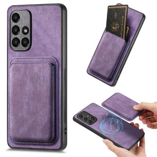 Samsung Galaxy A71 Retro Leather Card Bag Magnetic Phone Case Purple - 1