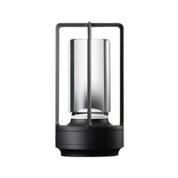 Picture of Vintage All Aluminum Cross Table Lamp Hotel Portable Outdoor Camping Touch Night Light, Battery Capacity: 2000mAh (Matte Black)