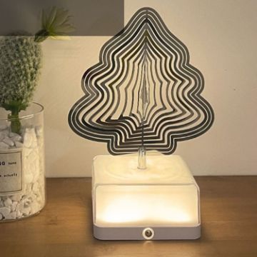 16 Colors 3D Rotating Bedside Lamp Night Light LED Rechargeable Ambient Light Christmas Tree - 1