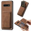 Samsung Galaxy S10 Retro Leather Card Bag Magnetic Phone Case - Brown - 1