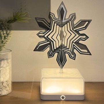 16 Colors 3D Rotating Bedside Lamp Night Light LED Rechargeable Snowflake - 1