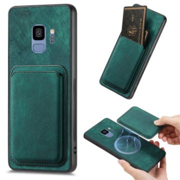 Samsung Galaxy S9 Retro Leather Card Bag Magnetic Phone Case Green - 1