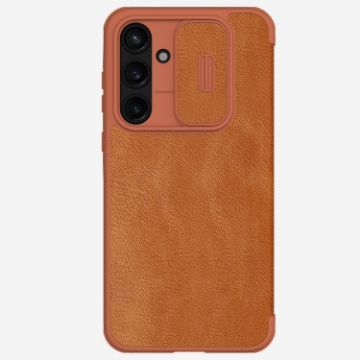 NILLKIN QIN Series Pro Leather Phone Case for Samsung Galaxy A55 - Brown - 1