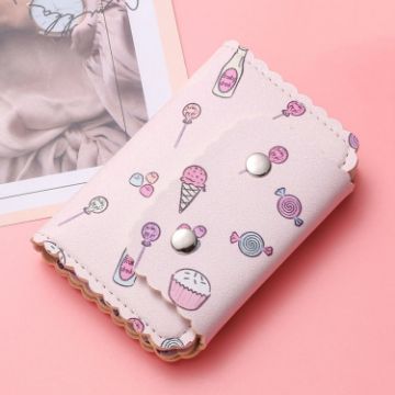 Mini Cute Cartoon Credit Card Holder Change ID Storage Bag - Pink-Candy - 1