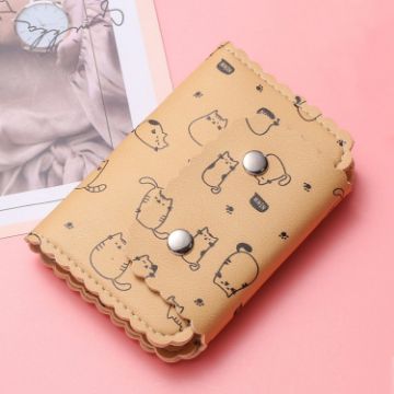 Mini Cute Cartoon Credit Card Holder Change ID Storage Bag - Yellow Cat - 1