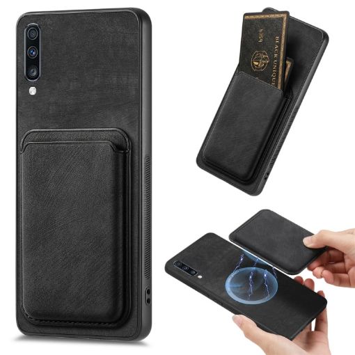 Samsung Galaxy A70/A70s Retro Leather Card Bag Magnetic Phone Case - Black - 1