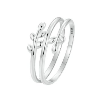 Picture of S925 Sterling Silver Oxidized Multi-layered Leaf Ring, Size: No.8 (SCR755)