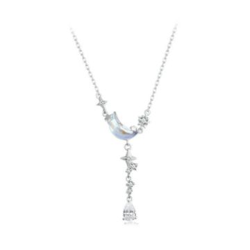 Picture of S925 Sterling Silver Platinum Plated Moonfall Star River Tassel Necklace (BSN380)