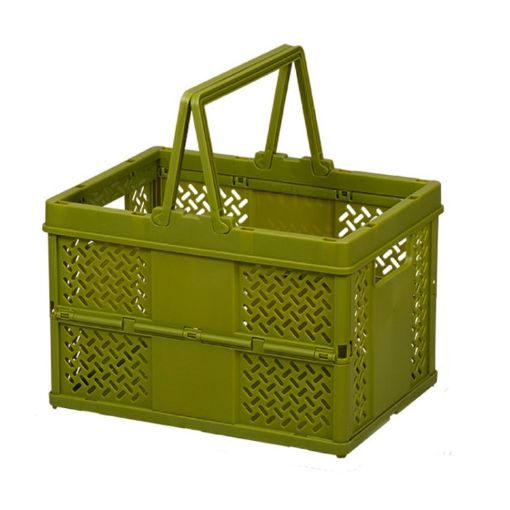 Green Stacking Folding Storage Baskets - Home Kitchen Organizer - 1