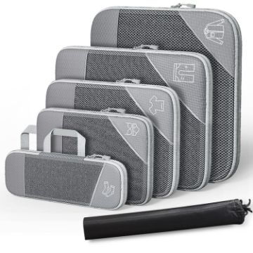 Compression Mesh Travel Cubes Packing Bags - Gray (6 in 1) - 1