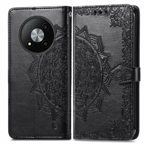 ZTE Blade A73 5G Mandala Flower Embossed Leather Phone Case - Black - 1