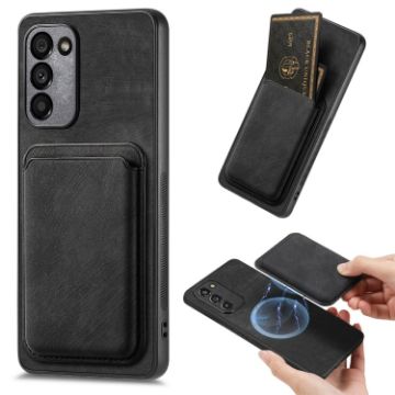 Samsung Galaxy A41 Retro Leather Card Bag Magnetic Phone Case - Black - 1