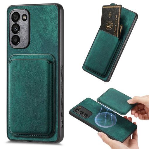 Samsung Galaxy A41 Retro Leather Card Bag Magnetic Phone Case Green - 1