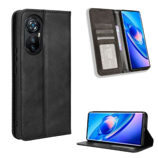 Blackview A200 Pro Leather Phone Case - Magnetic Buckle, Retro Texture (Black) - 1