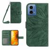 Motorola Moto G04/G24 HT04 Green Leather Phone Case with Lanyard - 1