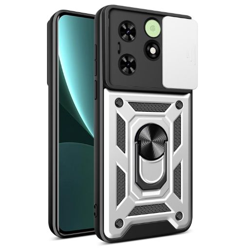 Tecno Spark Go 2024/Spark 20 Sliding Camera Cover Phone Case Silver - 1
