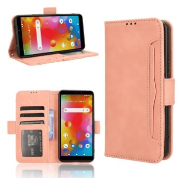 Pink Leather Phone Case for Boost Mobile Bounce 4G - Card Slots - 1