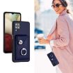 Samsung Galaxy A12 Card Bag Ring Holder PU Phone Case Blue - 5