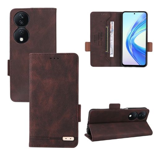 For Honor X7b Leather Phone Case - Brown - 1