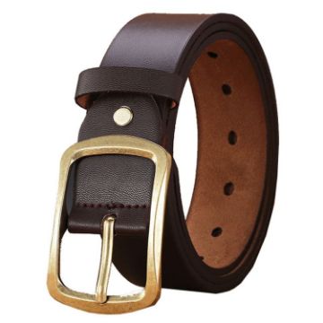 Picture of Dandali 120cm Mens Rubberized Pin Buckle Belt Casual Alloy Buckle Belt, Style: Gold Sun Buckle (Coffee)