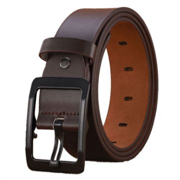 Picture of Dandali 120cm Mens Rubberized Pin Buckle Belt Casual Alloy Buckle Belt, Style: Black Sun Buckle (Coffee)