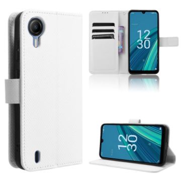 Cricket Debut S2 U380AC Diamond Texture Leather Phone Case - White - 1
