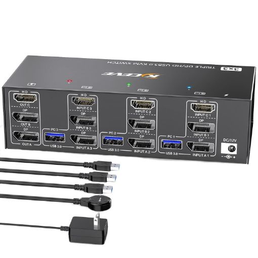 KC-KVM303DH Triple Monitors KVM Switch EU Plug - 1