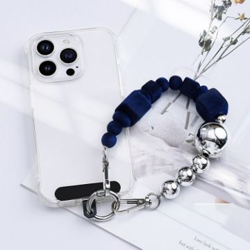 Picture of LEEU DESIGN Pearl Chain Mobile Phone Lanyard Camera Wrist Strap Bracelet (Silver Blue)