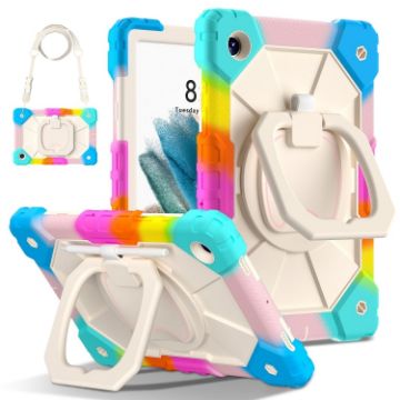 Samsung Galaxy Tab A8 10.5 2021 Robot Silicone Hybrid PC Case - Colorful Blue - 1
