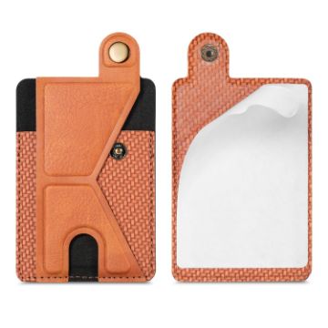 Picture of Multi-Function Bracket Magnetic Suction Buckle Phone Card Case PU Leather Card Sticker Holder (Brown)