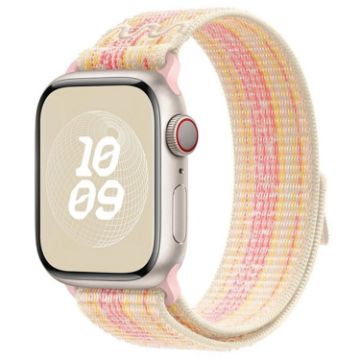 Apple Watch SE 2022 44mm Loop Nylon Watch Band - Starlight Pink - 1
